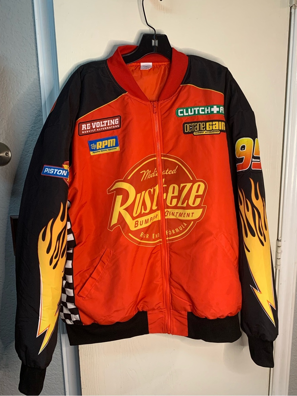 Rust-eze Racing Jacket in Red and Black. Cars Adult  Costume. SZ XL